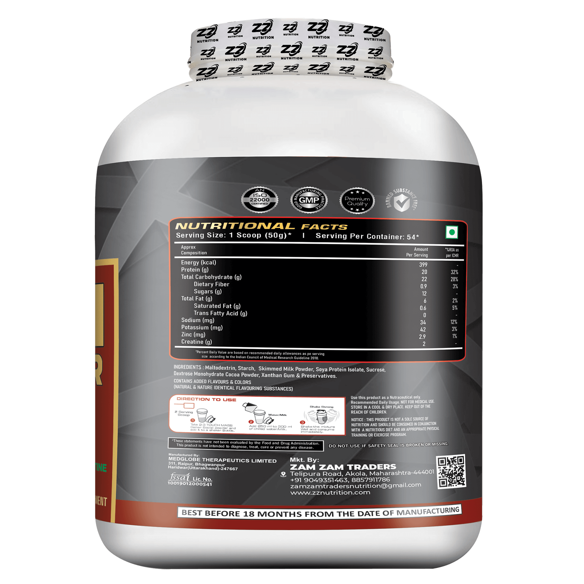 ZZ Nutrition Touch Mass Gainer - Image 2